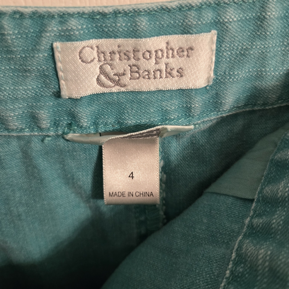 Christopher & Banks Aqua Blue Button-Detail Pencil Skirt Size 4 Stretch - Picture 4 of 5